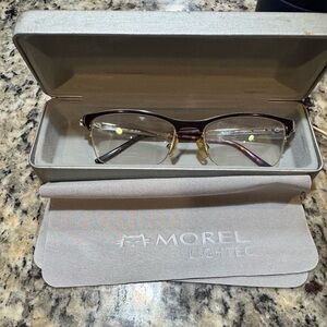 Morel Lightec Eyeglasses with Case semi-rimless frames only‎ France 51 mm